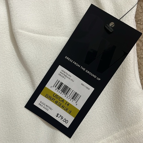 Nine West White Dress with Black Crochet Detail on Sleeves & Hem | Size 14 | NWT - Picture 11 of 15